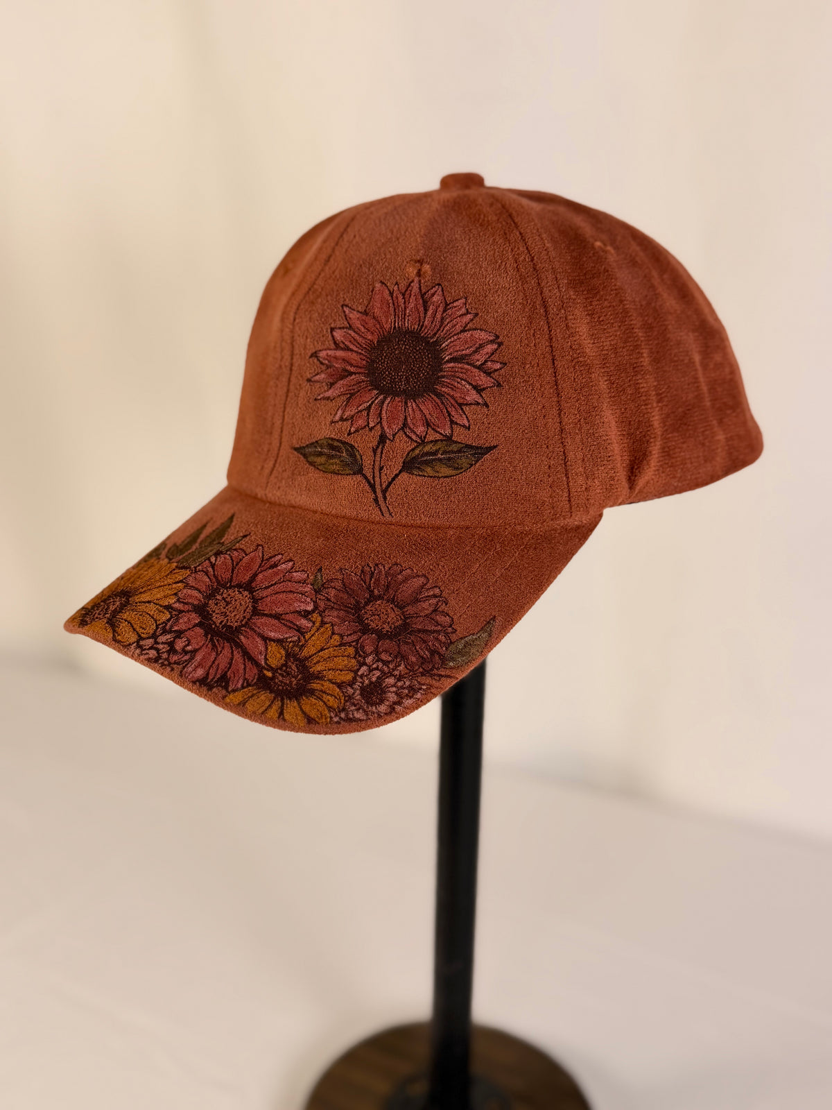 Hand Painted Sunflowers Brim Bouquet (burnt orange)