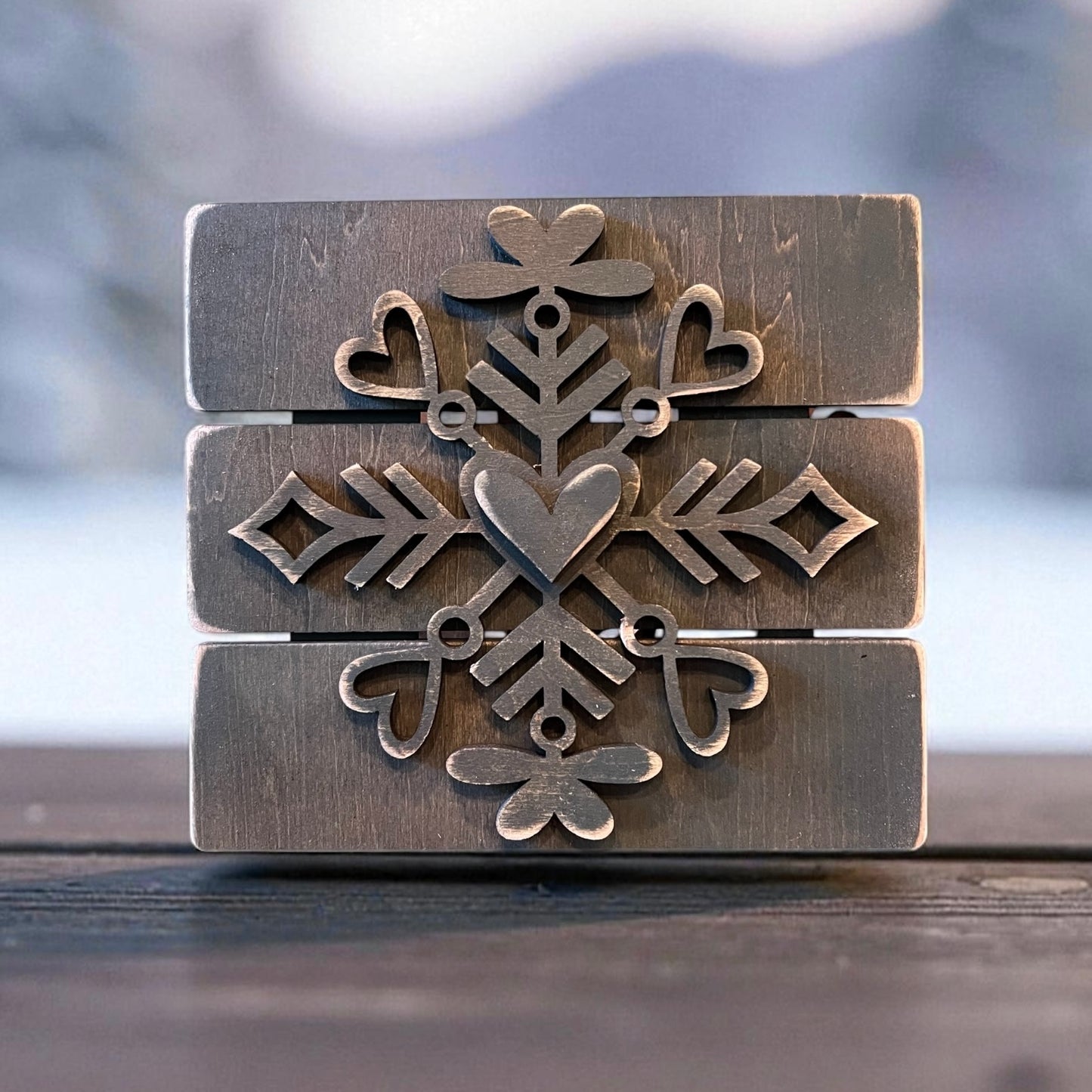 Wooden vintage snowflake