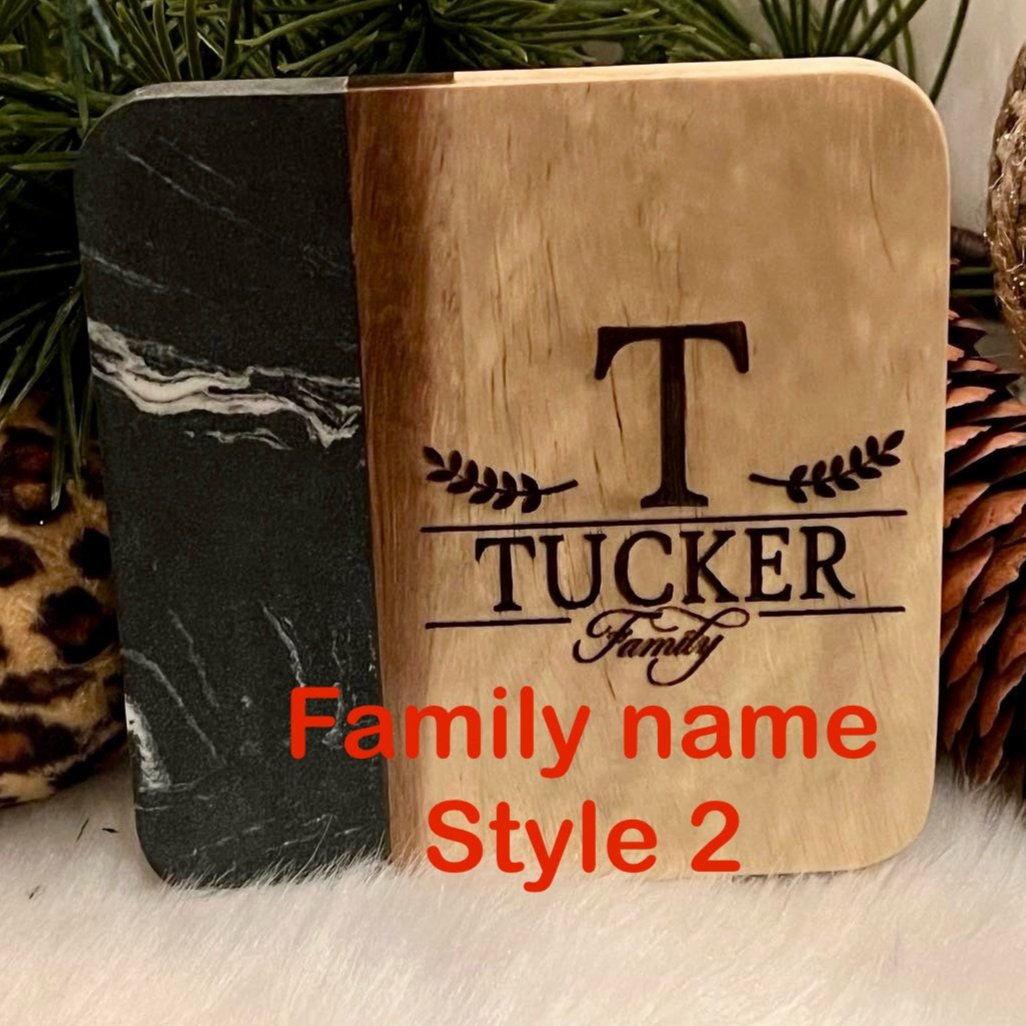 Custom family name coasters