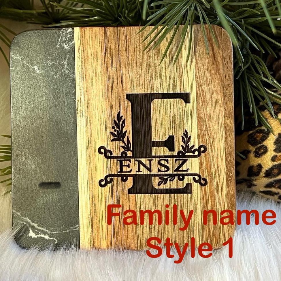 Custom family name coasters