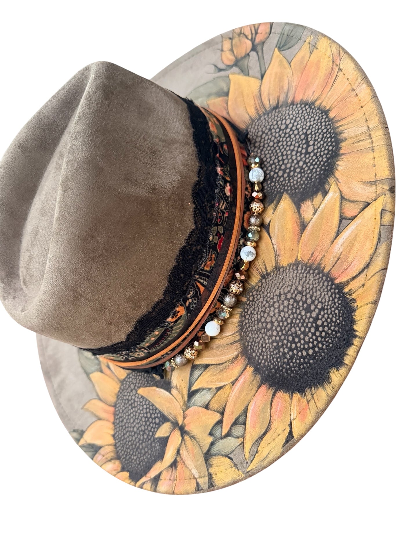 Hand Painted Sunflowers w/ beaded band