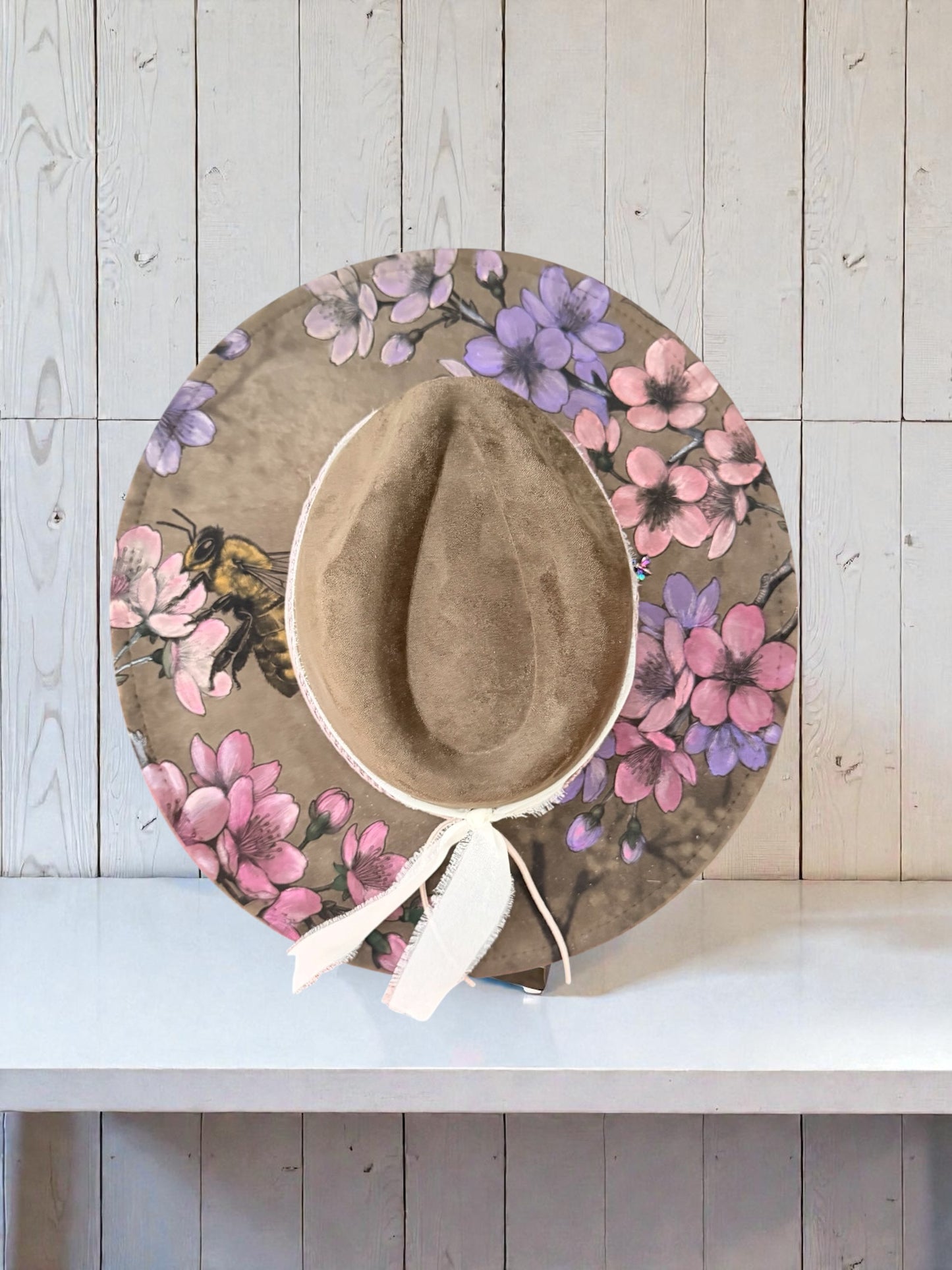 Hand Painted Bee and flowers w/ charm