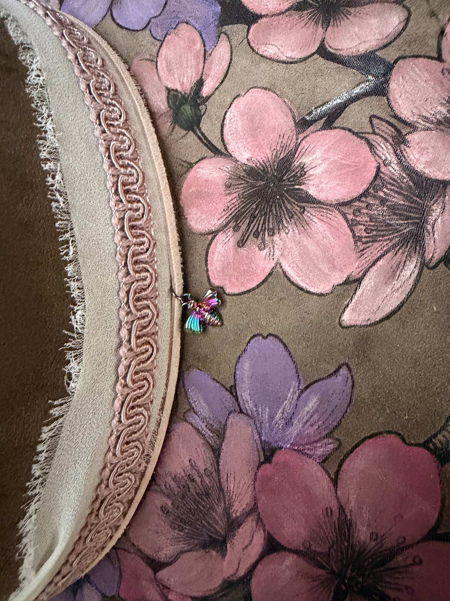 Hand Painted Bee and flowers w/ charm