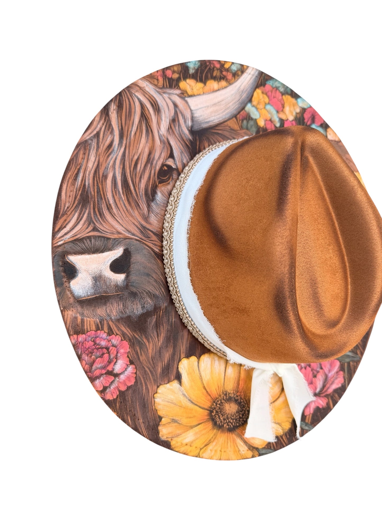 Hand Painted Highland Cow & florals