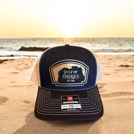 Gulf of America hat- Gold Carbon Fiber patch
