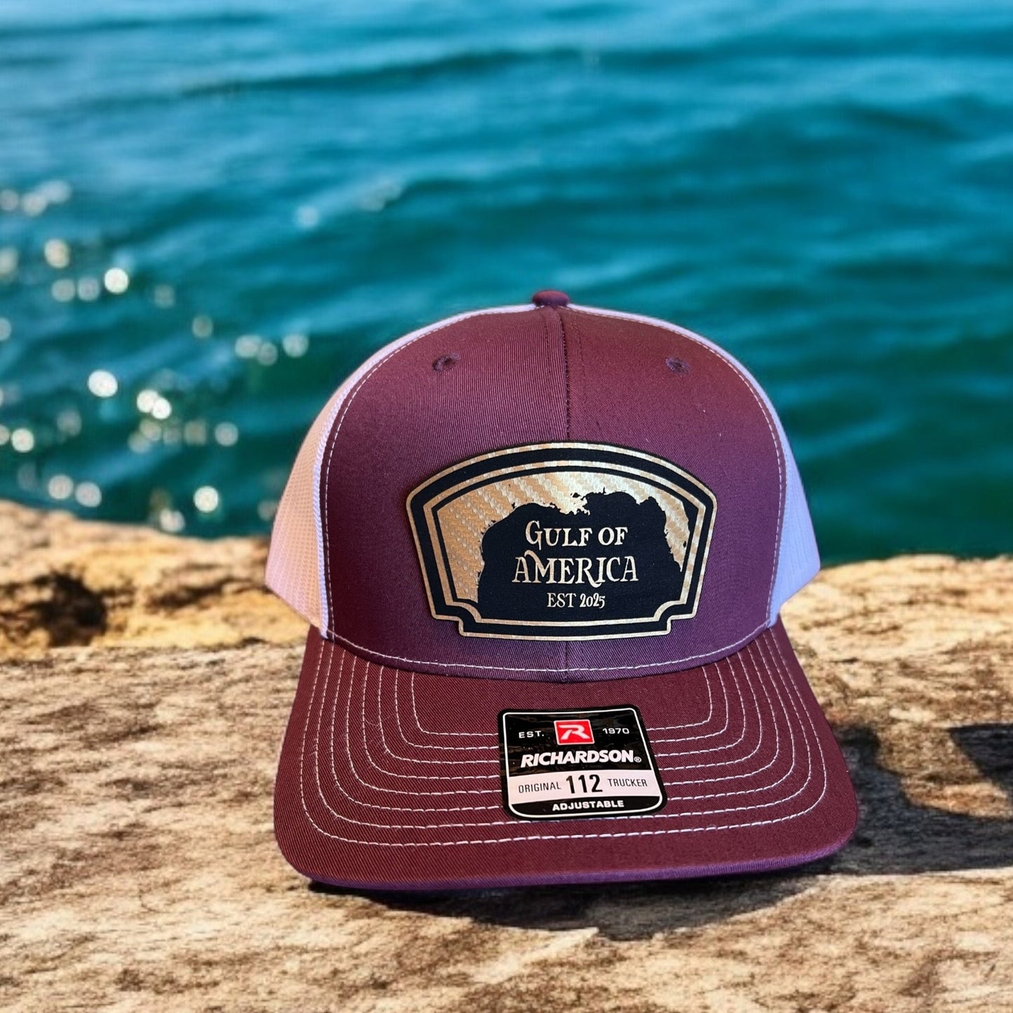 Gulf of America hat- Gold Carbon Fiber patch