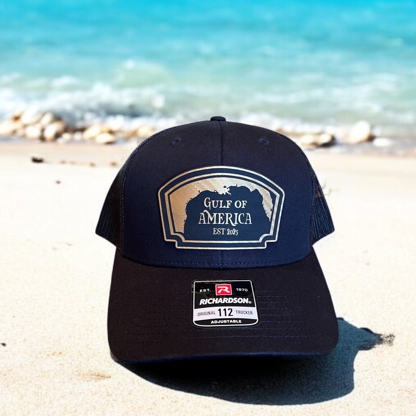 Gulf of America hat- Gold Carbon Fiber patch
