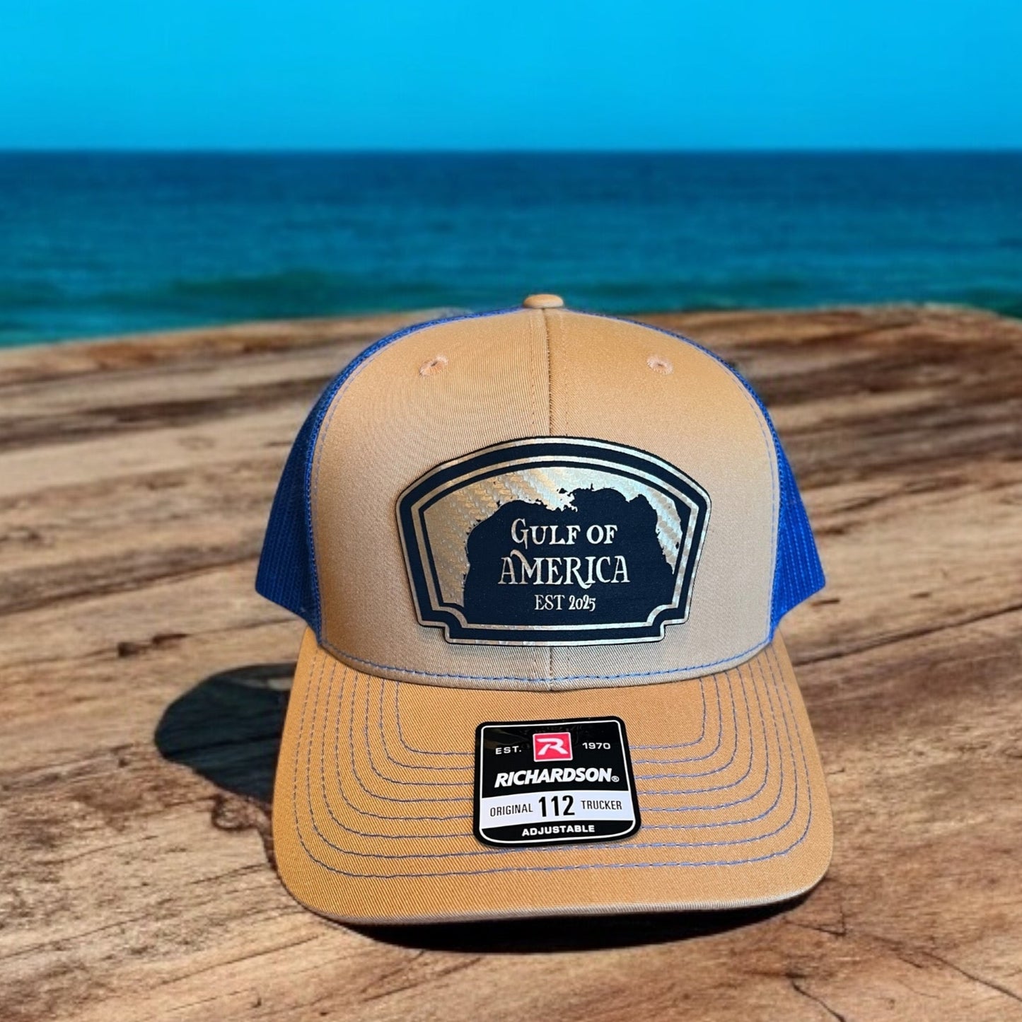 Gulf of America hat- Gold Carbon Fiber patch