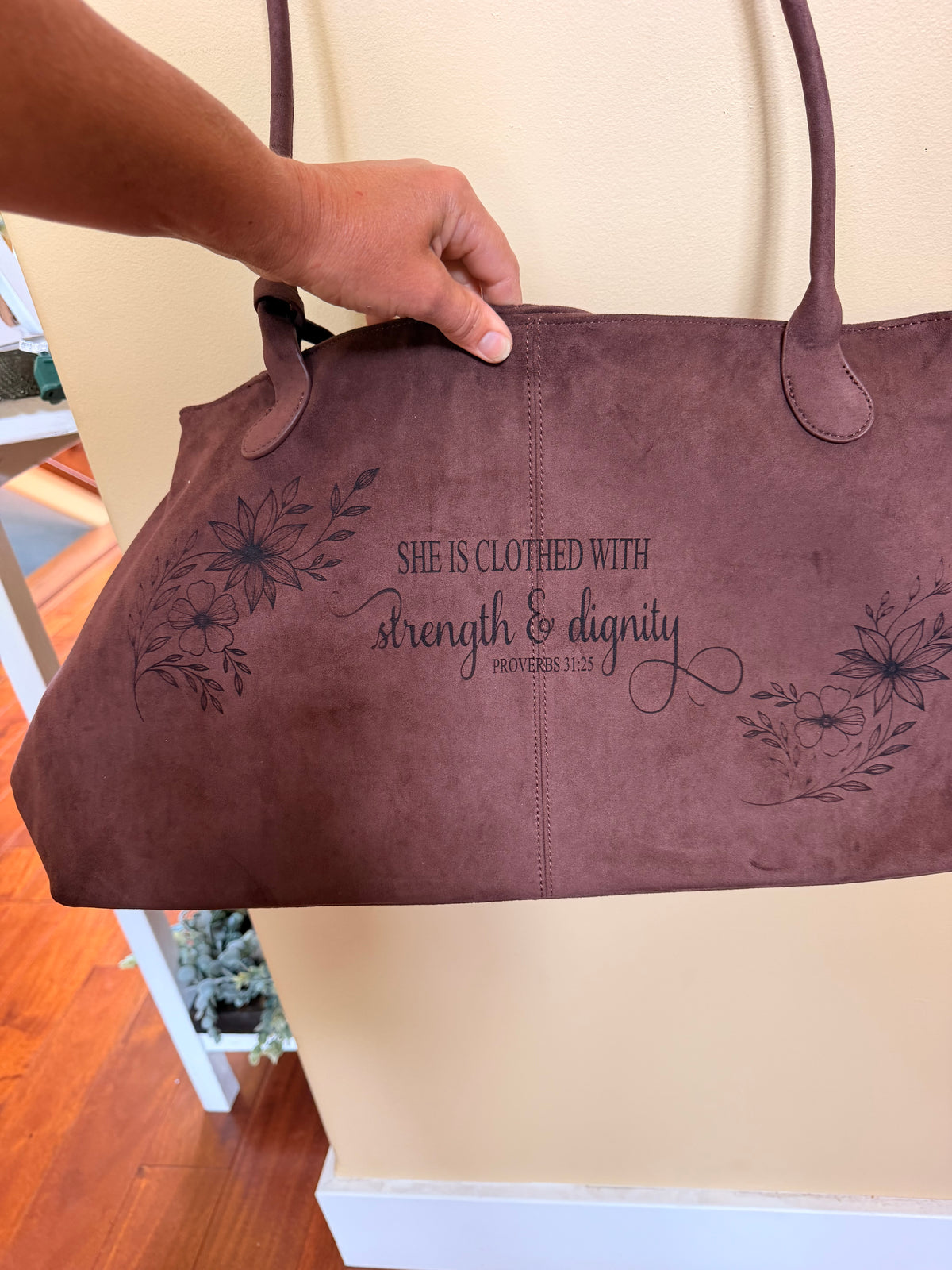 She is clothed with strength- Large bag