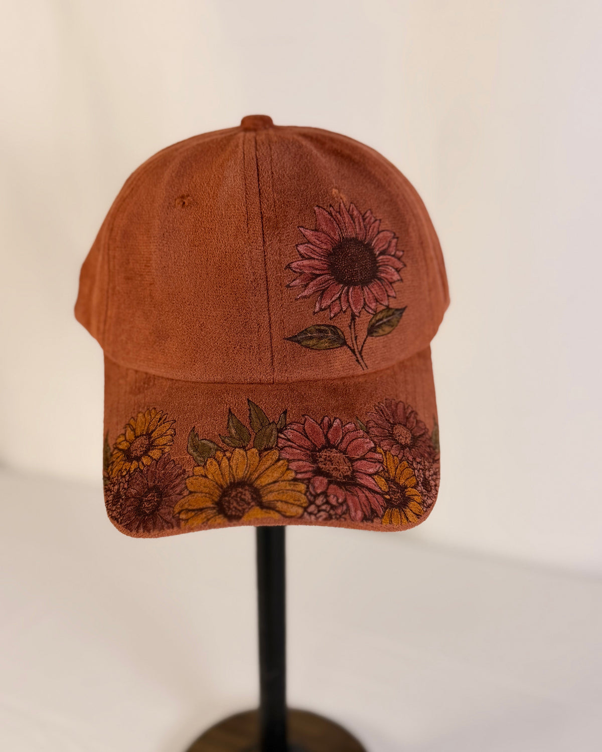 Hand Painted Sunflowers Brim Bouquet (burnt orange)