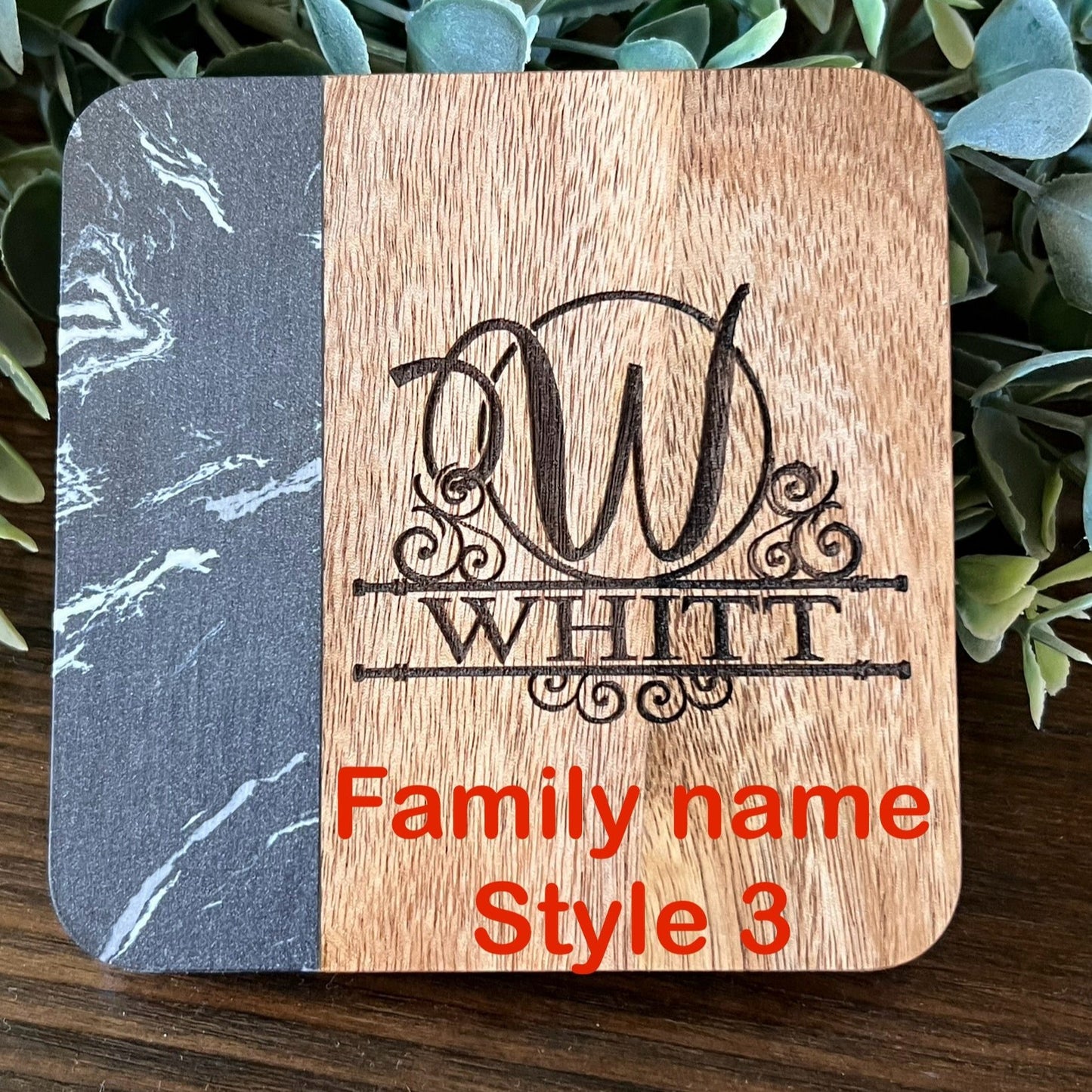 Custom family name coasters