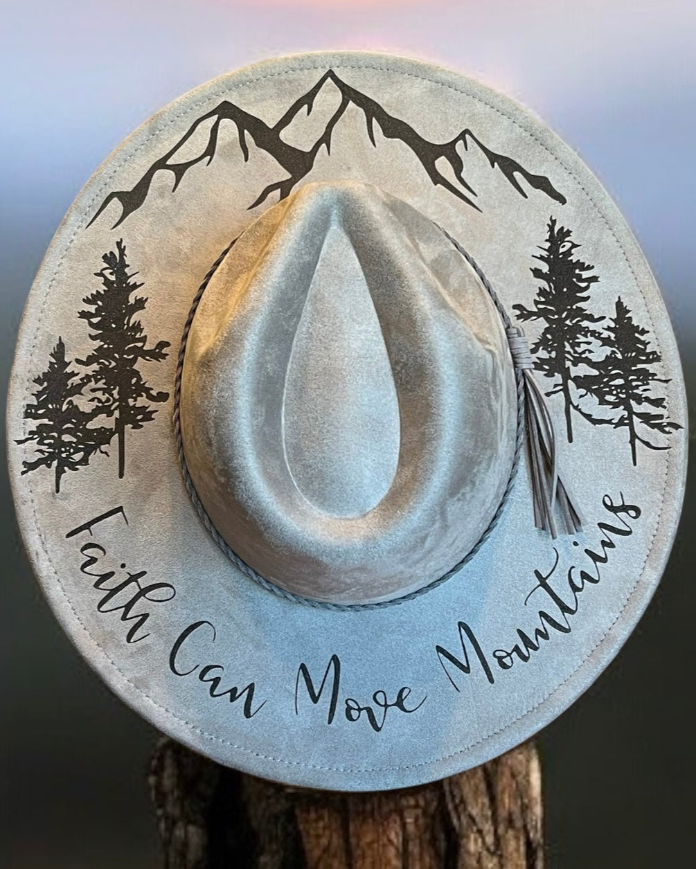 Wide brim hat- Faith Can Move Mountains