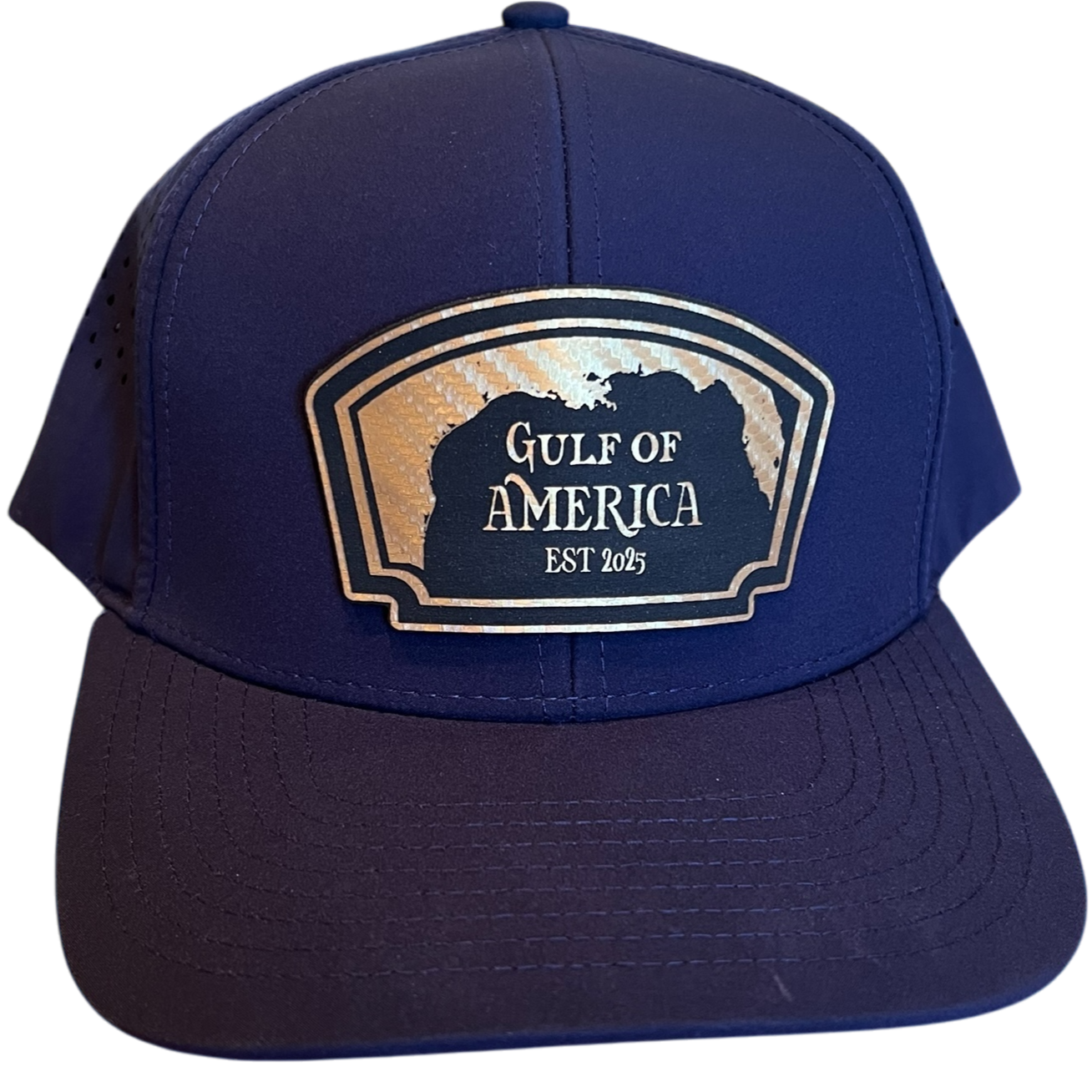Gulf of America hat- Gold Carbon Fiber patch