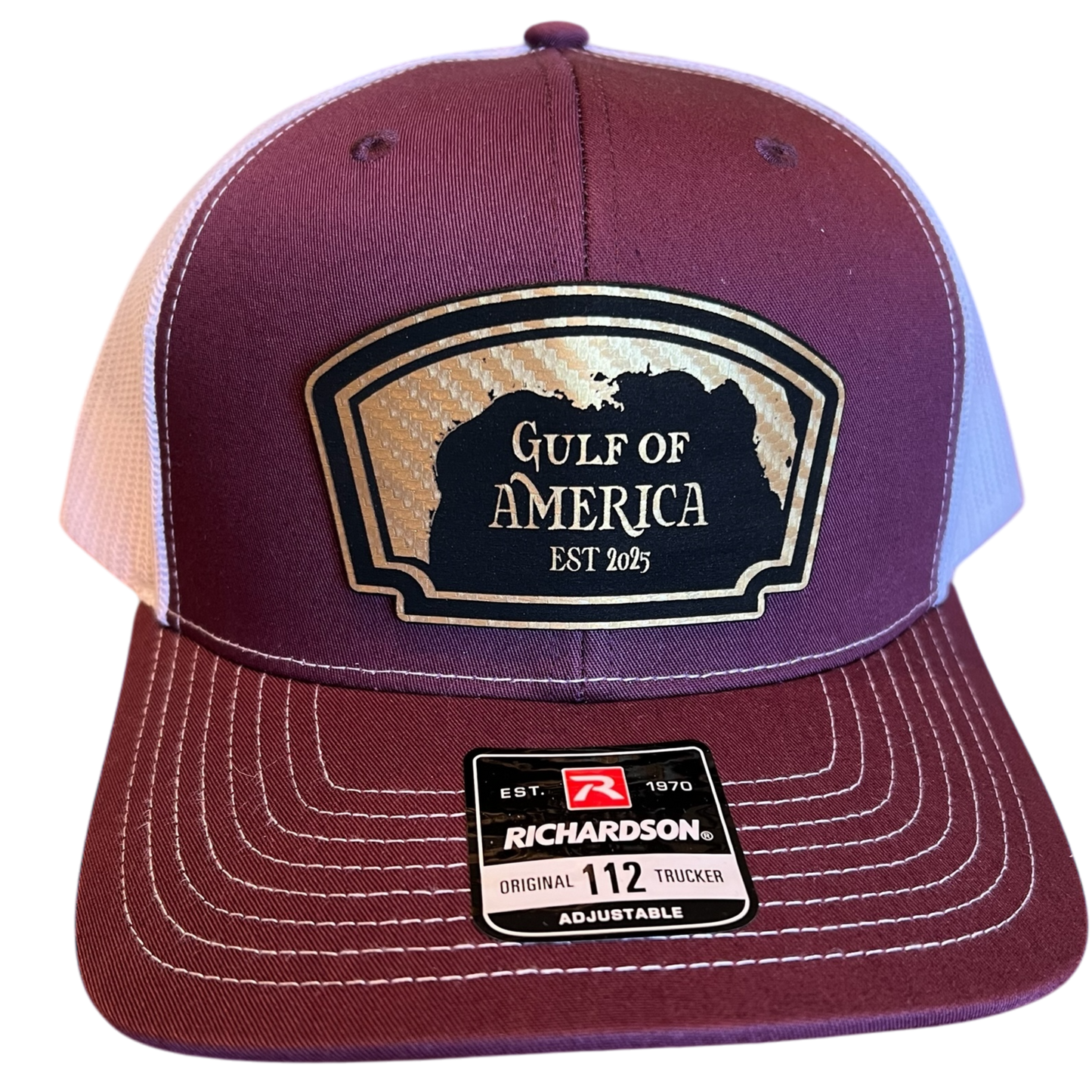 Gulf of America hat- Gold Carbon Fiber patch