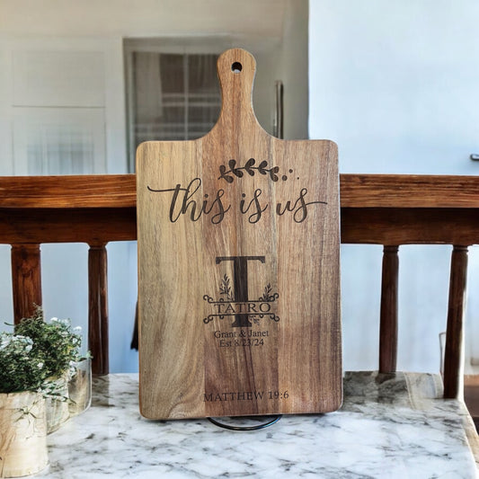 Acacia cutting boards with custom engraving