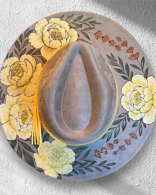 Hand Painted Peony Paradise-Yellow & cream florals