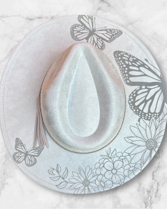 Wide brim hat with butterflies