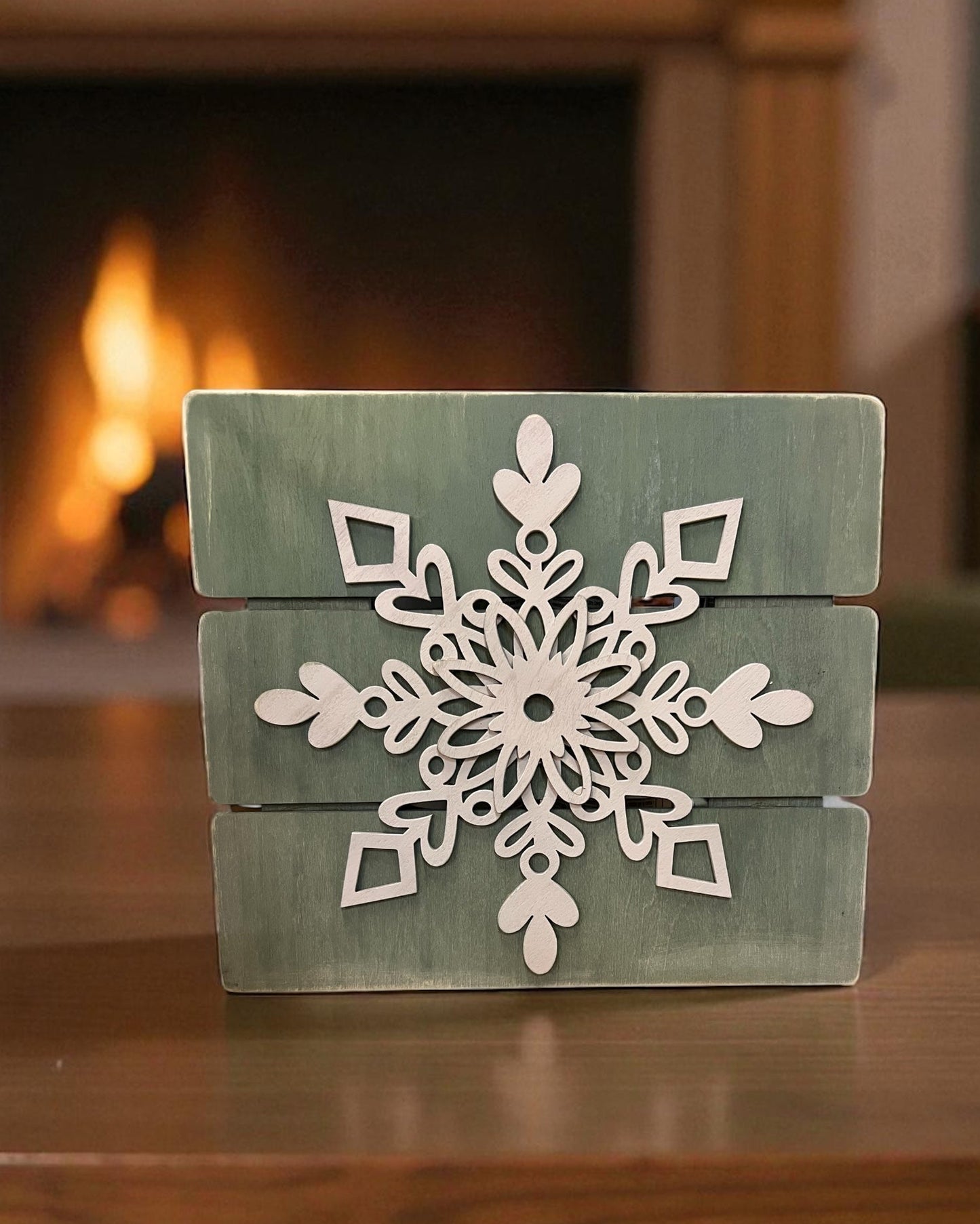 Wooden vintage snowflake