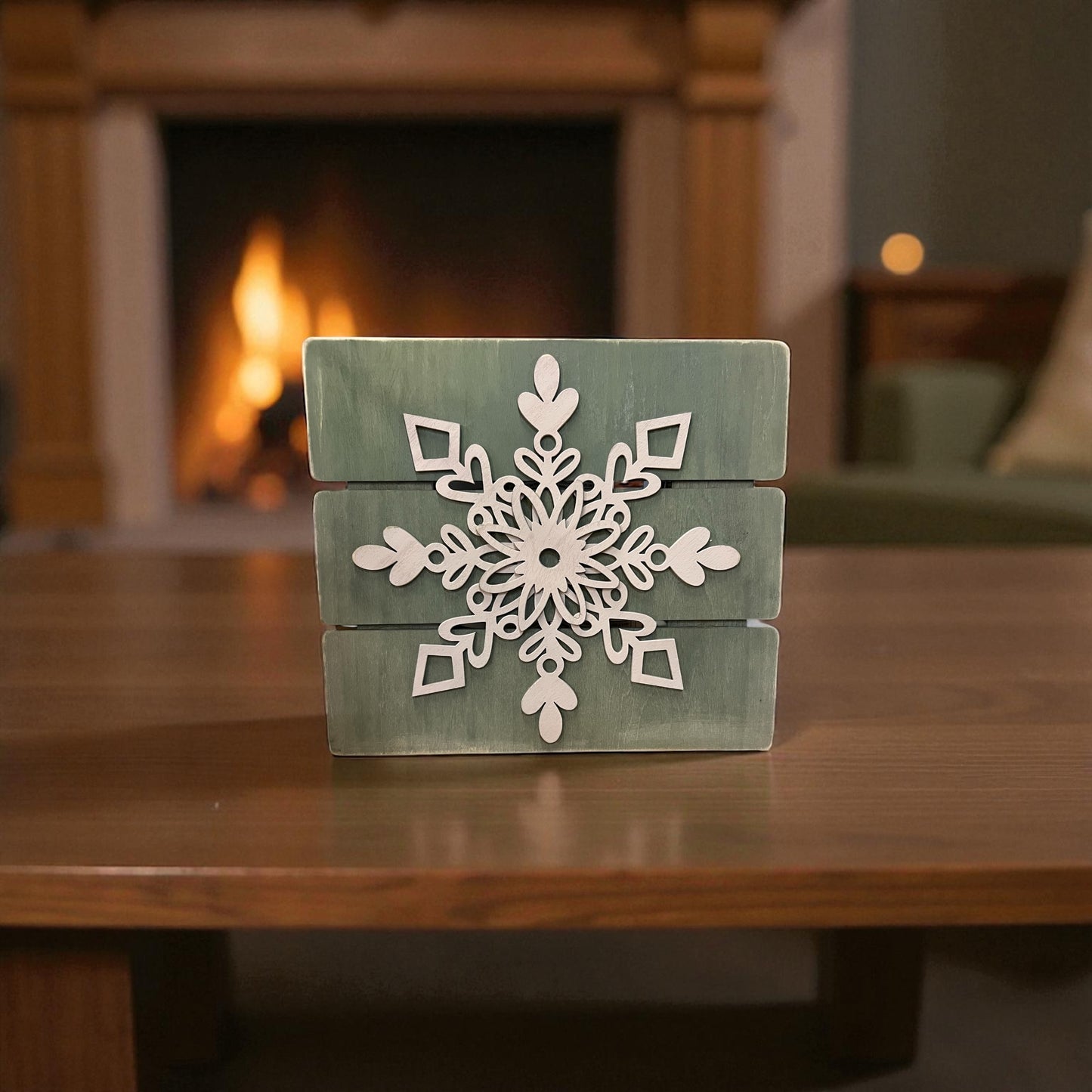 Wooden vintage snowflake