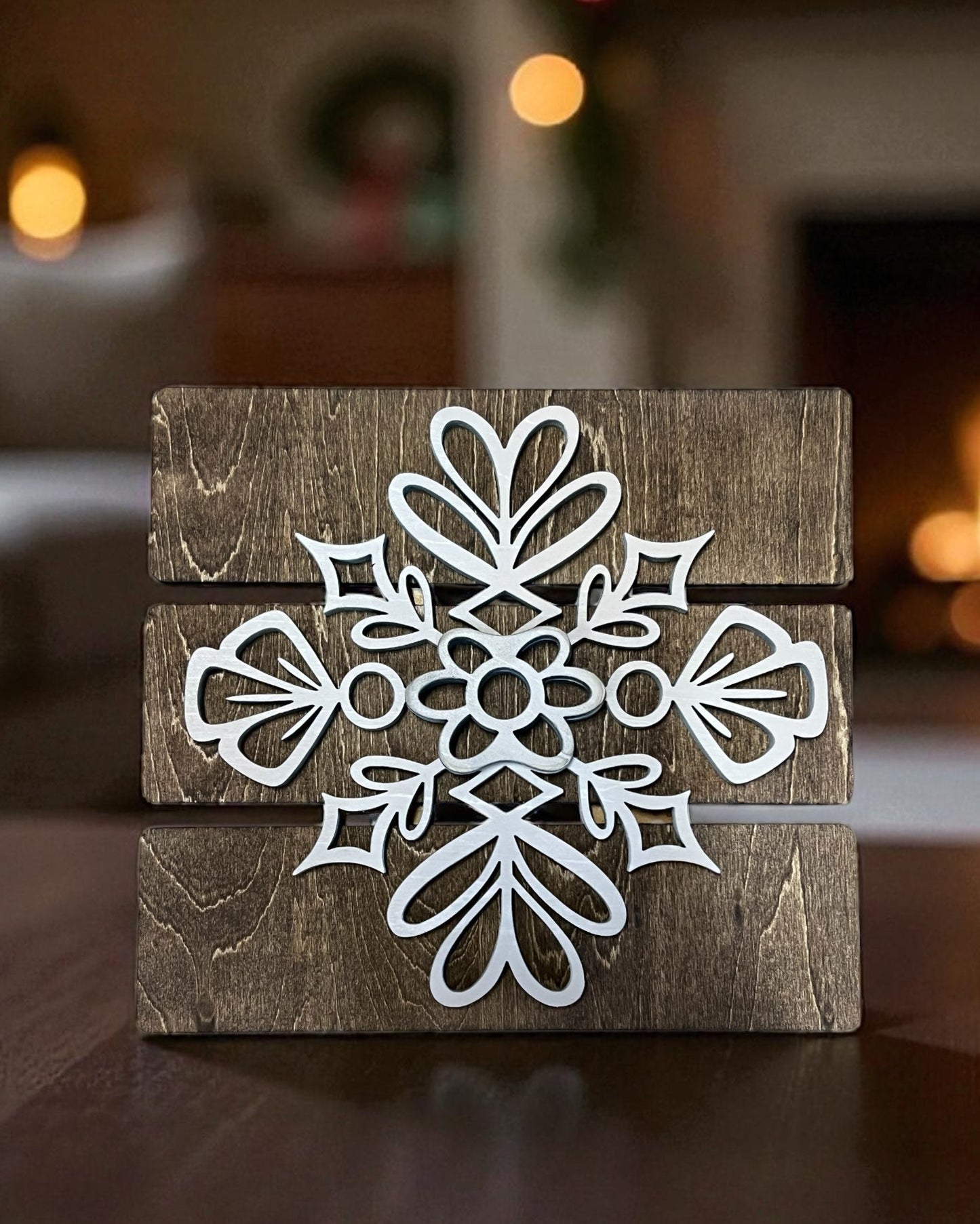 Wooden vintage snowflake
