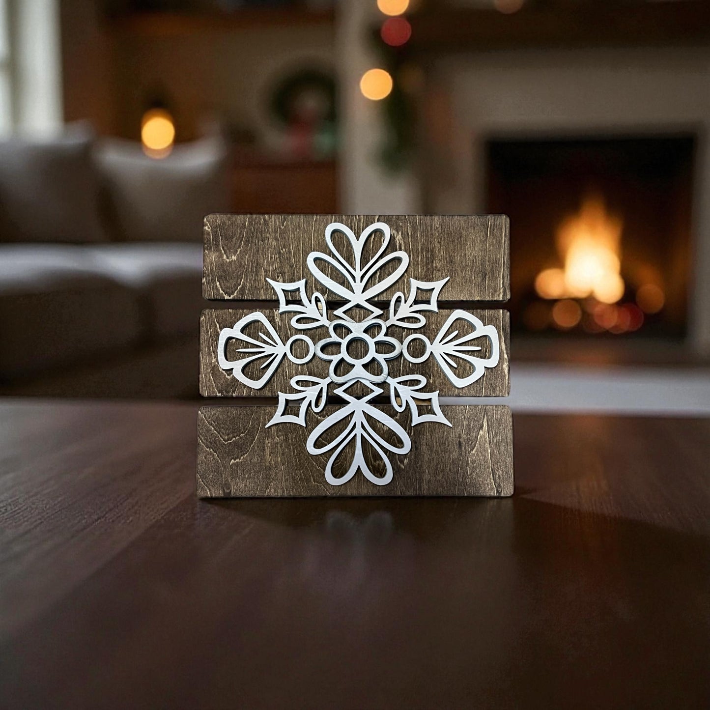 Wooden vintage snowflake
