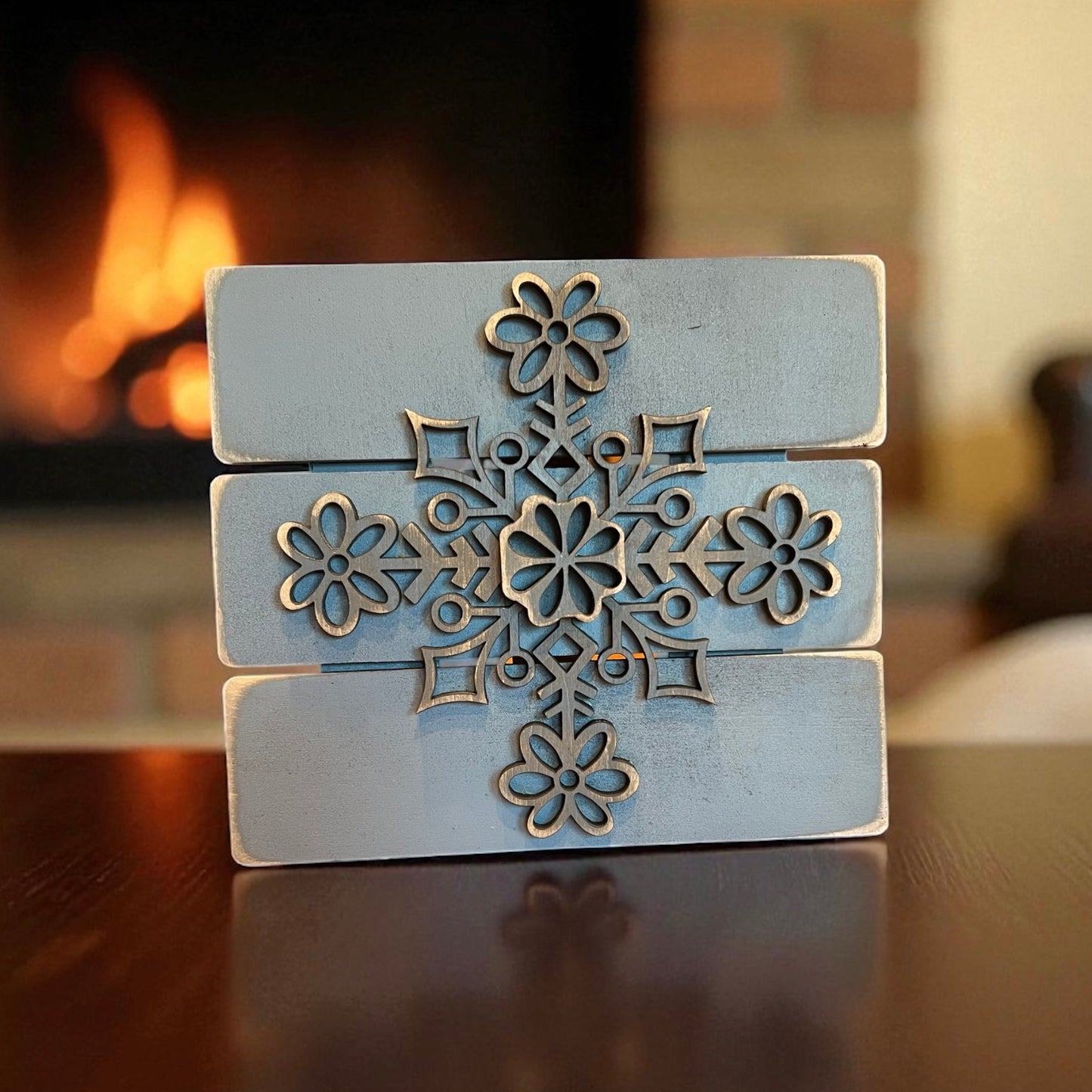 Wooden vintage snowflake