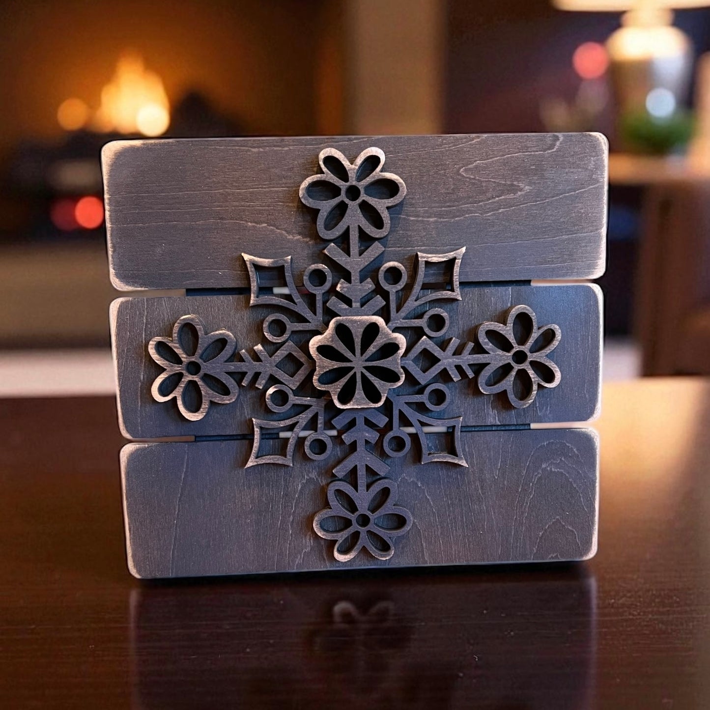 Wooden vintage snowflake