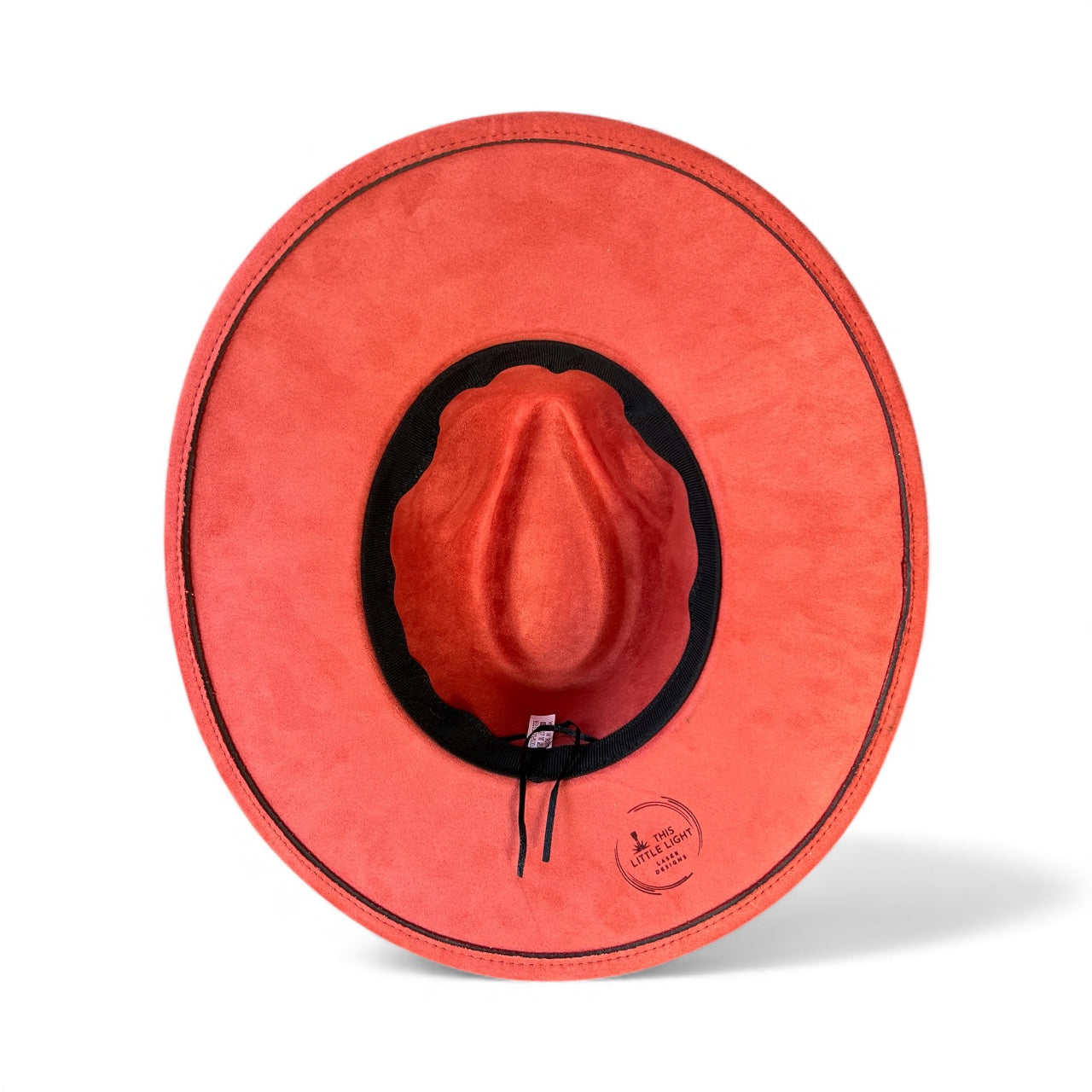 Wide brim hat with rose design