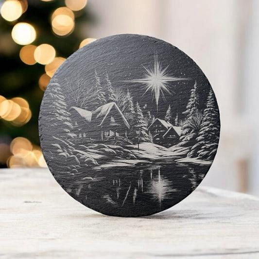 Slate Winter/Christmas themed Trivet