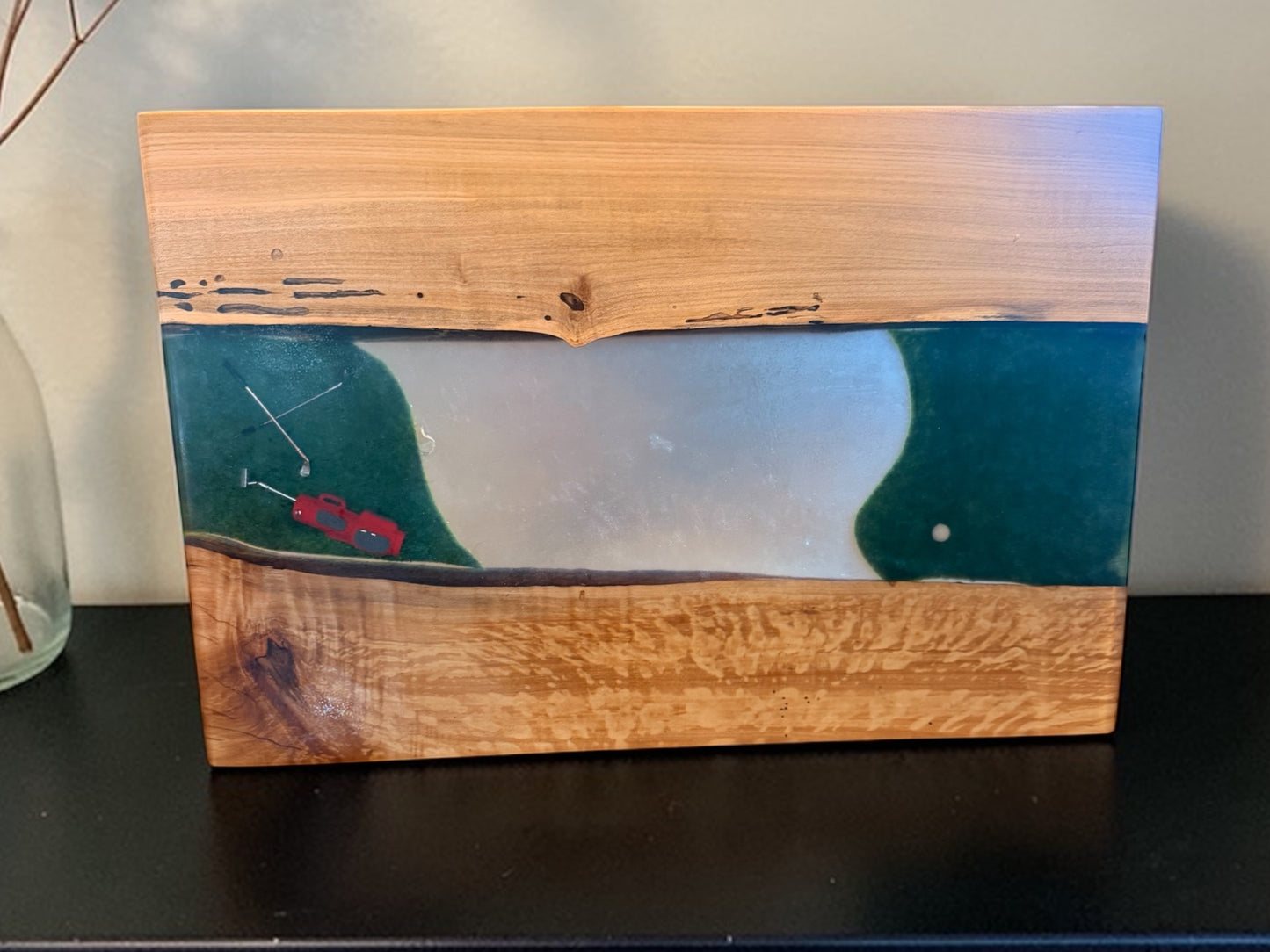 Clear/Lux blue with golf scene inlay