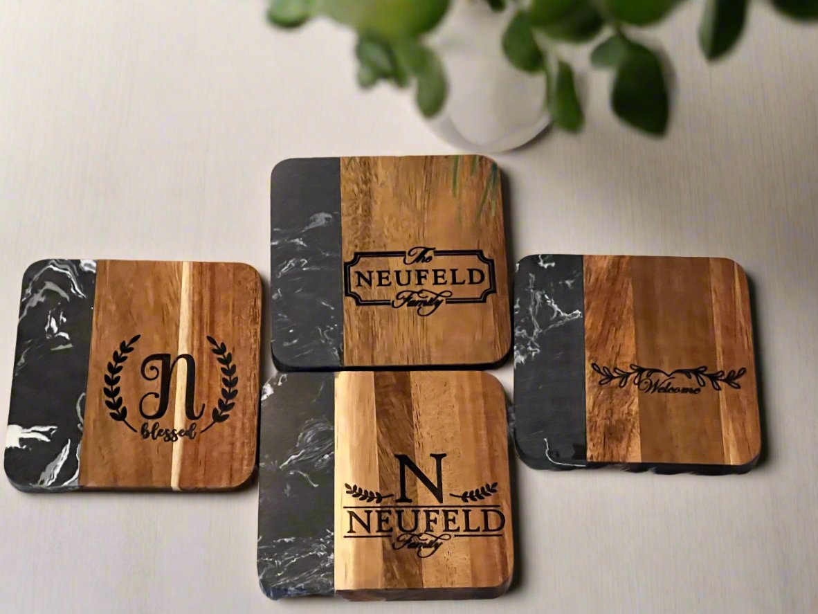 Custom family name coasters